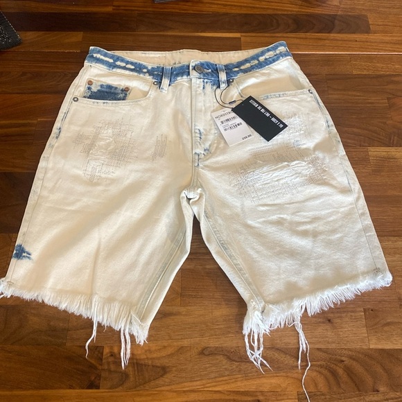 Oak & Acorn Raw Hem Bleached Out Denim Shorts 27 - Picture 1 of 5